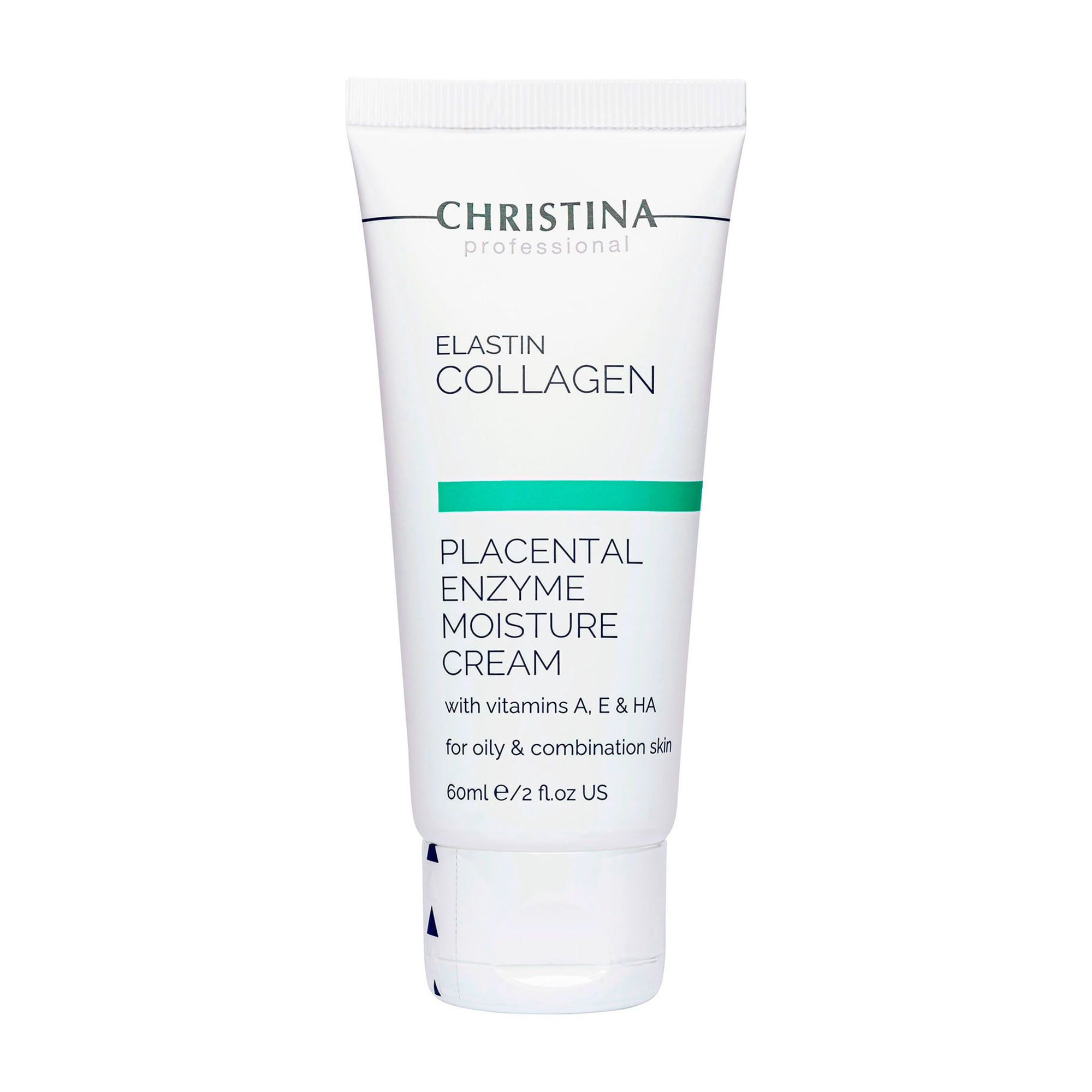 Уцінка! Зволожувальний крем для обличчя Christina Elastin Collagen Placental Enzyme Moisture Cream with Vitamins A, E&amp;HA, для жирної шкіри, 60 мл